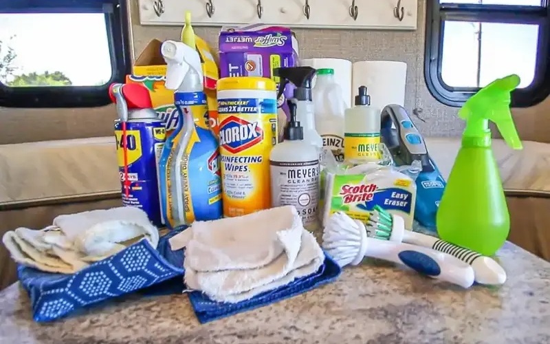 Supplies And Tools For Cleaning RV Water Tank